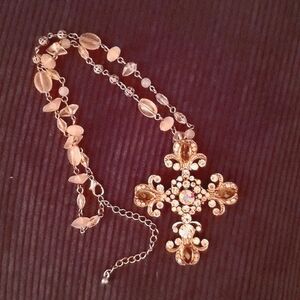 Vintage Gothic style beaded cross necklace